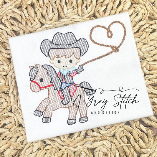 Sketch Fill Valentine's Cowboy Lasso Design