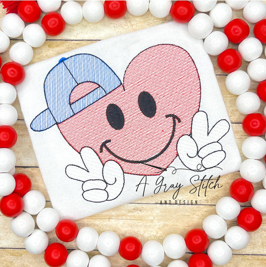 Sketch Fill Cool Dude Valentine's Day Machine Embroidery Quick Stitch