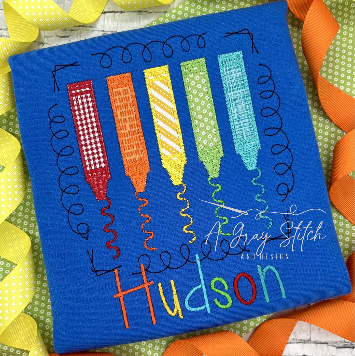 Zig Zag Applique Crayon Bunch Scribble Design