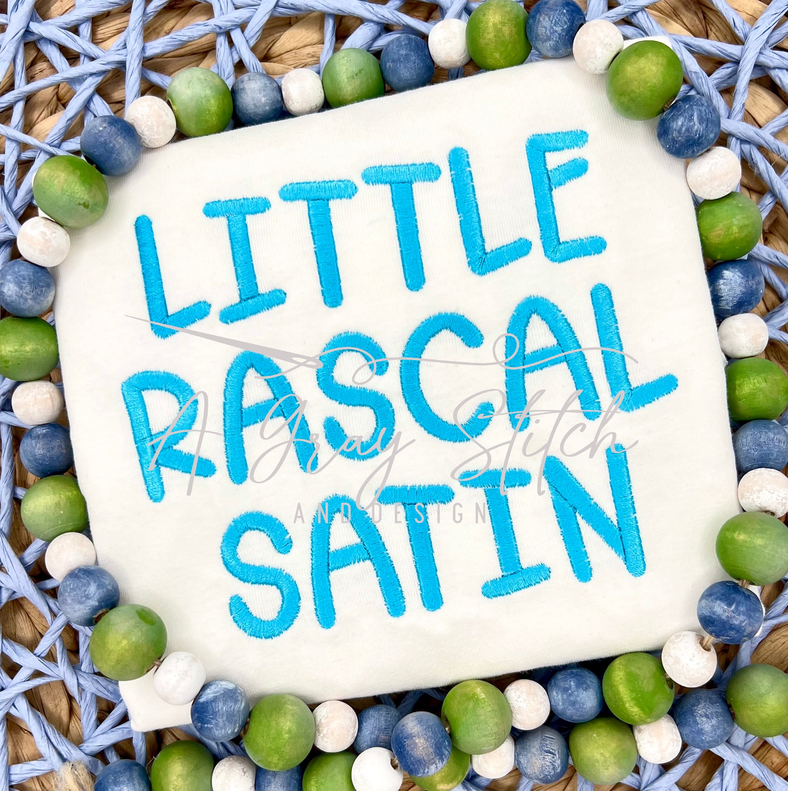 Little Rascal Stencil Little Rascal Satin Font Alphabet BX included – A Gray Stitch and Design