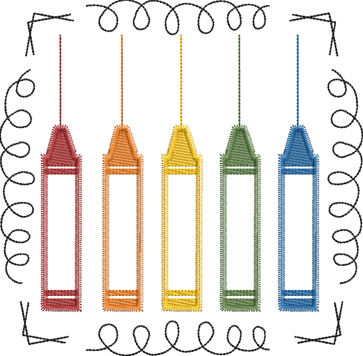 ITH Zig Zag Applique Crayon Bunch Design