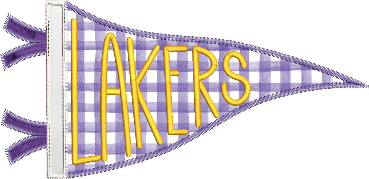 Lakers Handlettered Pennant Flag