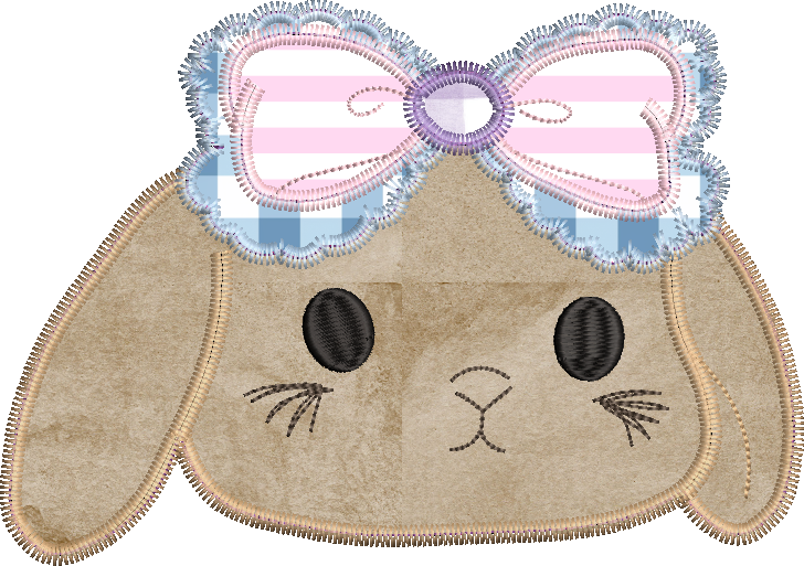 Zig Zag Stitch Applique Lop Eared Bunny Girl