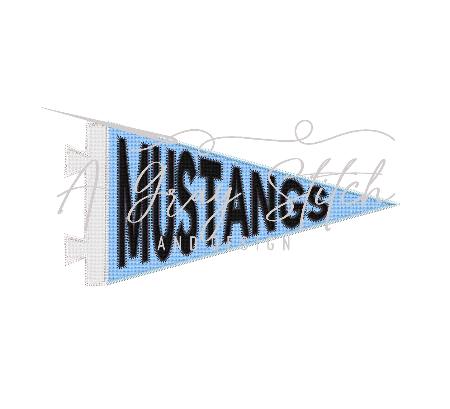 Mustangs Pennant Flag Machine Embroidery Applique Design