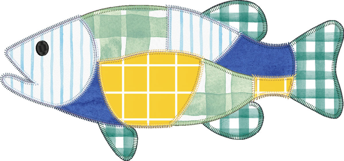 Patchwork Fish Design Patchwork Bass Fish Applique – A Gray Stitch and Design