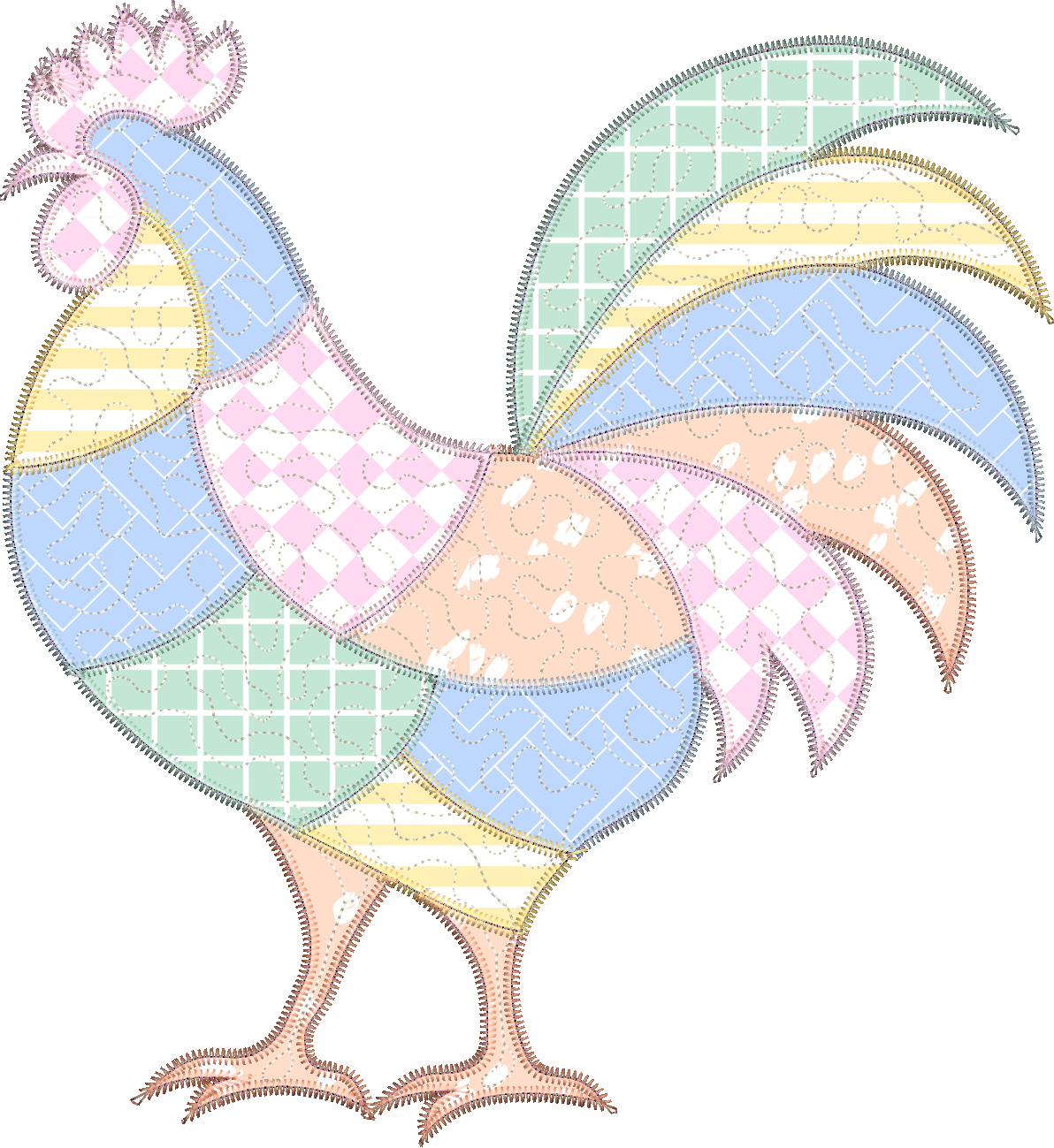 Patchwork Rooster Applique