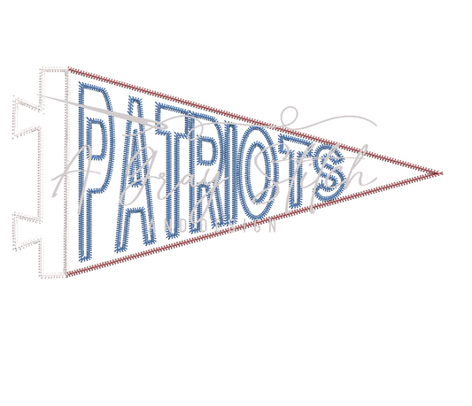 Patriots Pennant Flag Applique Machine Embroidery Design