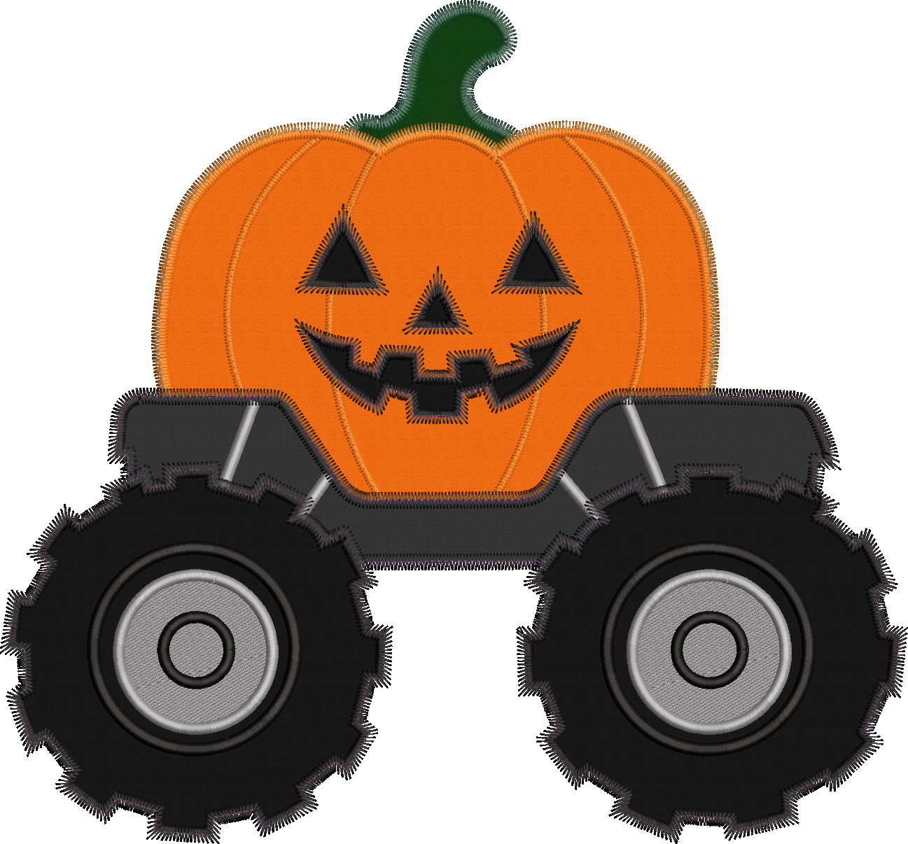 Jack O Lantern Monster Truck Zig Zag Applique