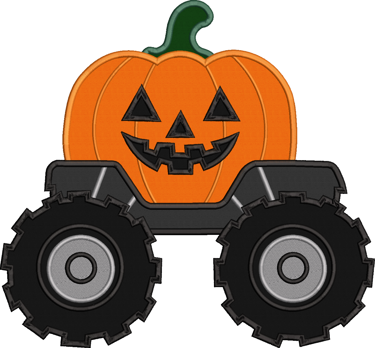 Jack O Lantern Monster Truck Satin Applique