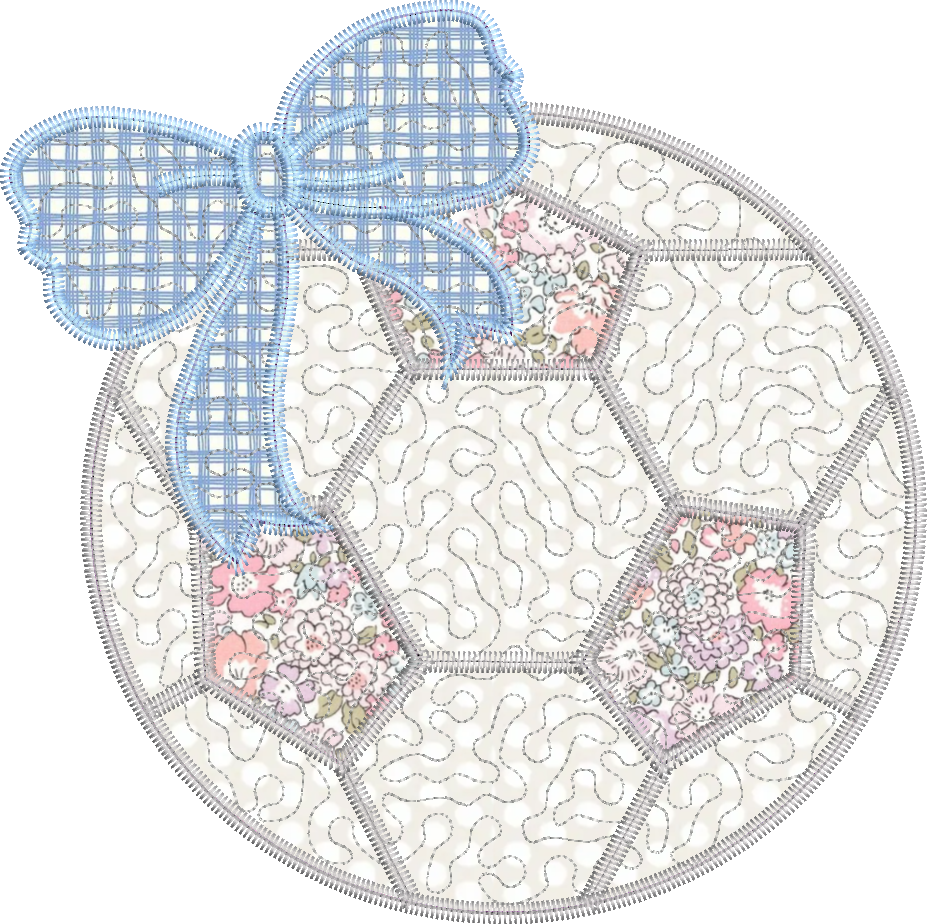 Quilted Coquette Soccer Ball Applique Design