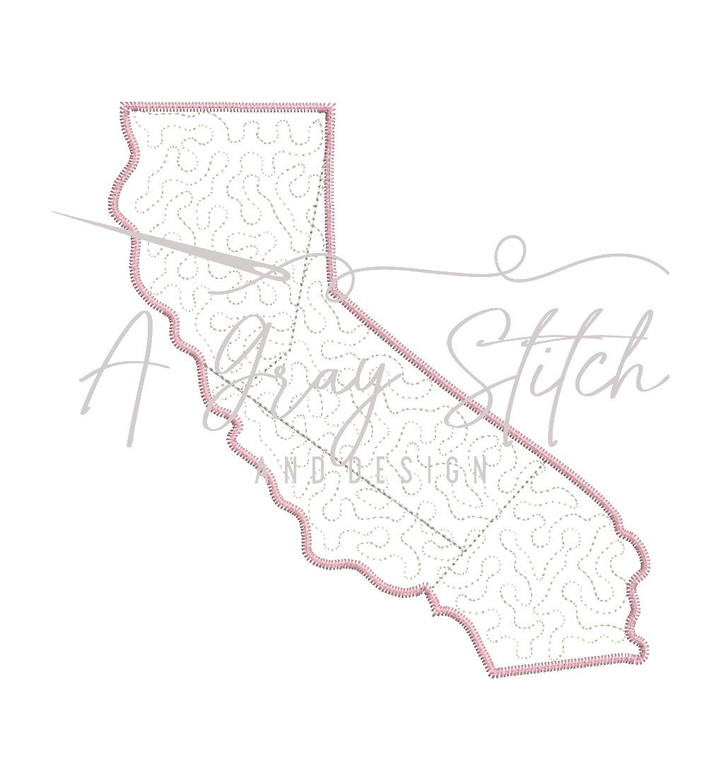 Quilted Patchwork State of California Applique Design