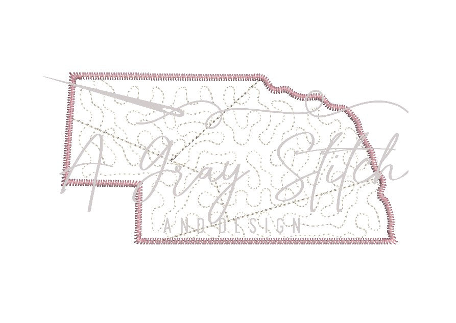 State Patchwork Quilted Patchwork State of Nebraska Applique Design – A Gray Stitch and ...