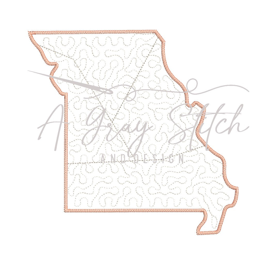 Quilted Patchwork State of Missouri Applique Design