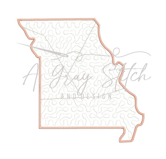 Quilted Patchwork State of Missouri Applique Design