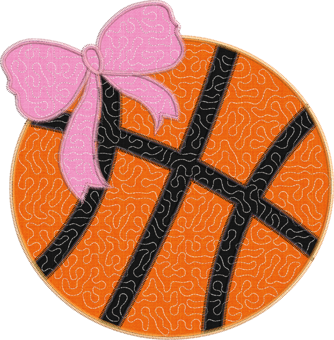 Quilted Basketball Coquette Bow Applique Design