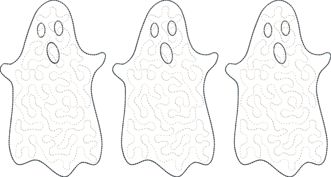 Quilted Solid Ghost Trio Applique Design