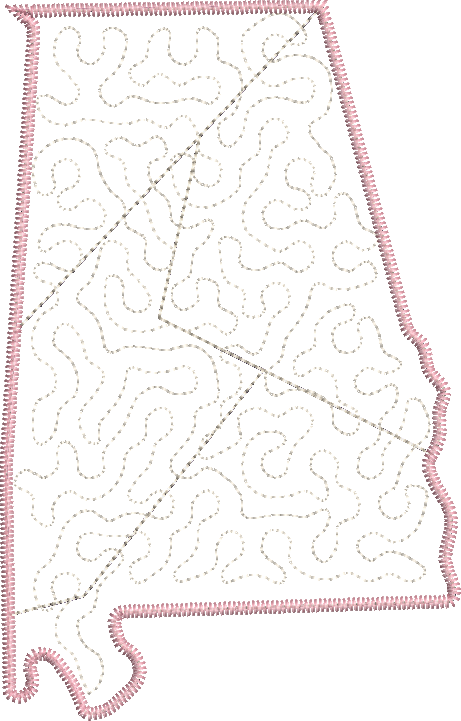 Quilted Patchwork State of Alabama Applique Design