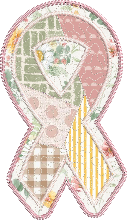 DOLLAR DESIGN Quilted Patchwork Cancer Ribbon Applique Design