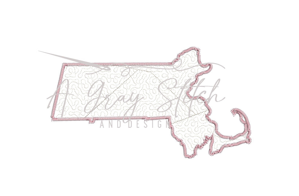 Quilted Patchwork State of Massachusetts Applique Design – A Gray ...