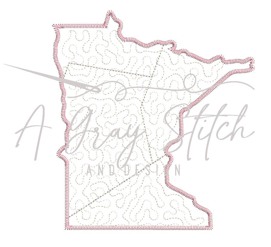 State Patchwork Quilted Patchwork State of Minnesota Applique Design – A Gray Stitch ...