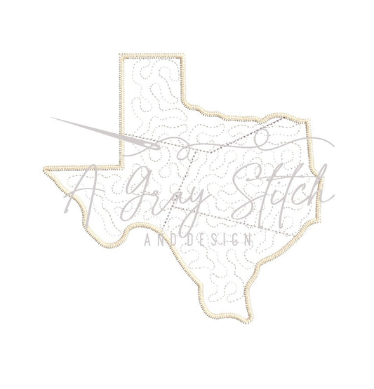 Quilted Patchwork State of Texas Applique Design