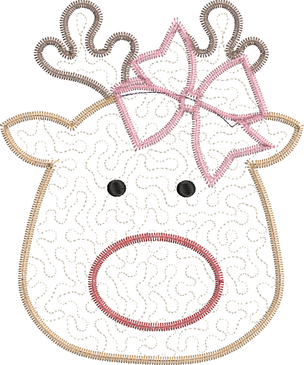 Quilted Reindeer Girl Applique Design