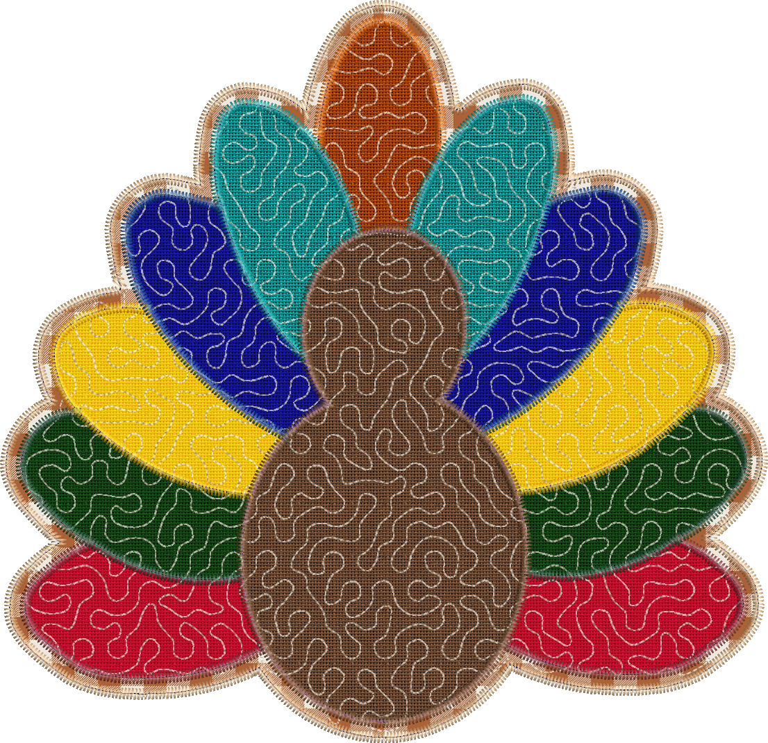 Quilted Thanksgiving Turkey Applique Design