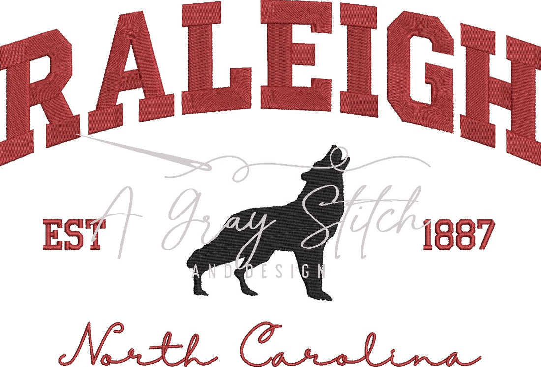 Raleigh Collegiate Embroidery Design – A Gray Stitch and Design