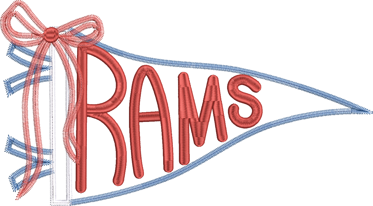 Rams Handlettered Pennant Flag