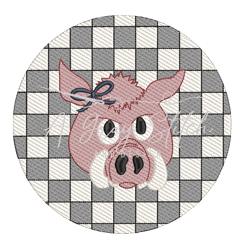 Machine Embroidery Razorback Check Background Razorback with Bow Mascot Sketch Fill Quick Stitch Ma ...