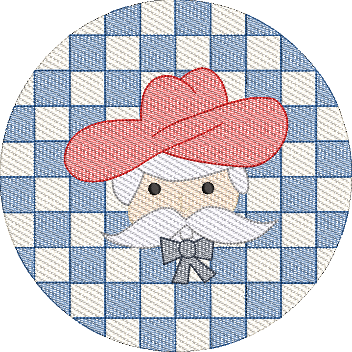Check Background Colonial Man Mascot Sketch Fill Quick Stitch Machine Embroidery Design
