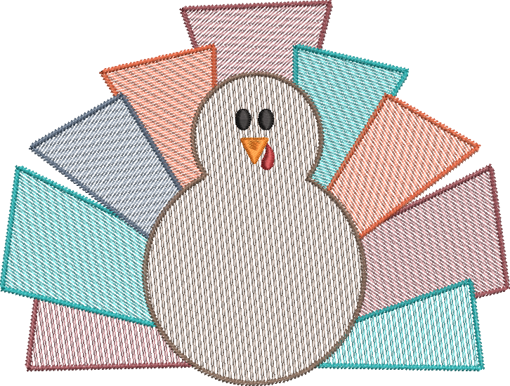 Sketch Fill Quirky Turkey Machine Embroidery Design Quick Stitch