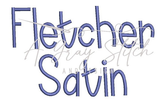 Fletcher Satin Machine Embroidery Font Full Alphabet Uppercase Lowercase BX included