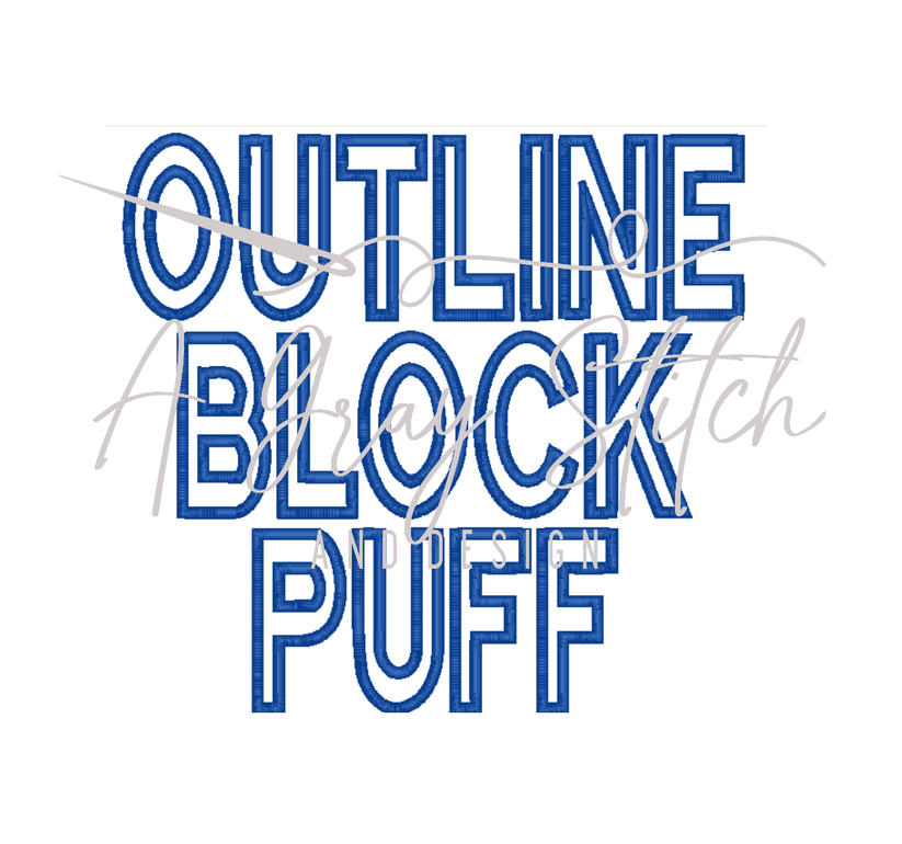 Outline Block Puff 3D Font – A Gray Stitch and Design