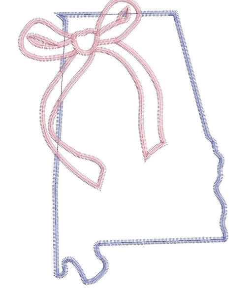 Zig Zag Stitch Coquette State of Alabama