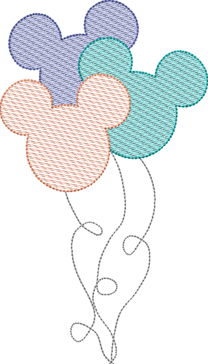 Sketch Mousehead Girl and Boy Balloon Bunch Design