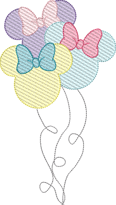 Sketch Mousehead Girl and Boy Balloon Bunch Design
