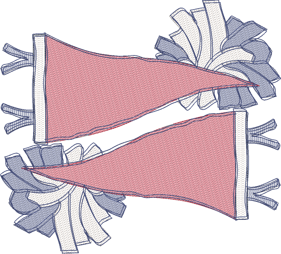Double Pennant Flag with Pom Poms Sketch