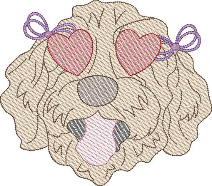 Sketch Fill Valentine's Goldendoodle Girl Machine Embroidery Design