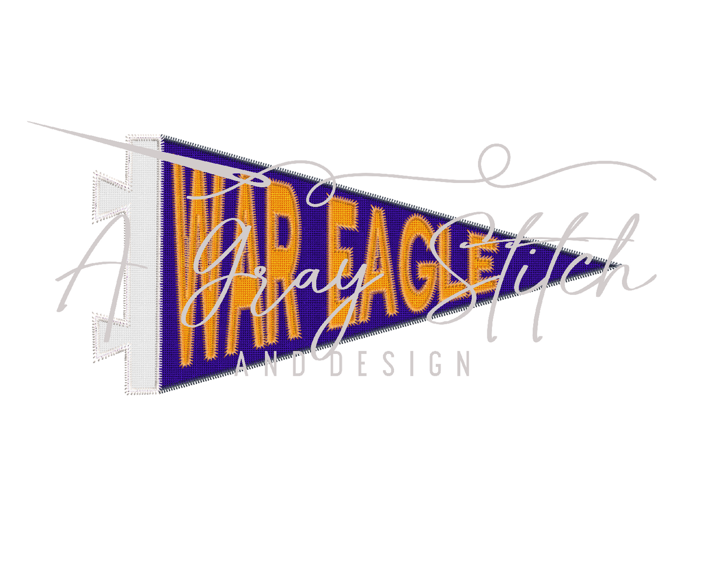 War Eagle Pennant Flag Machine Embroidery Applique Design