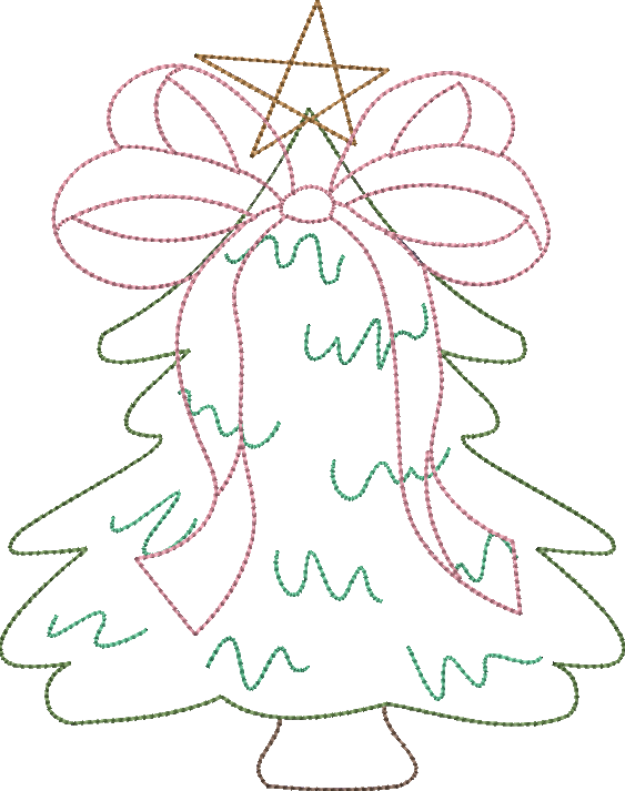 Bean Stitch Whimsical Christmas Tree Applique Design