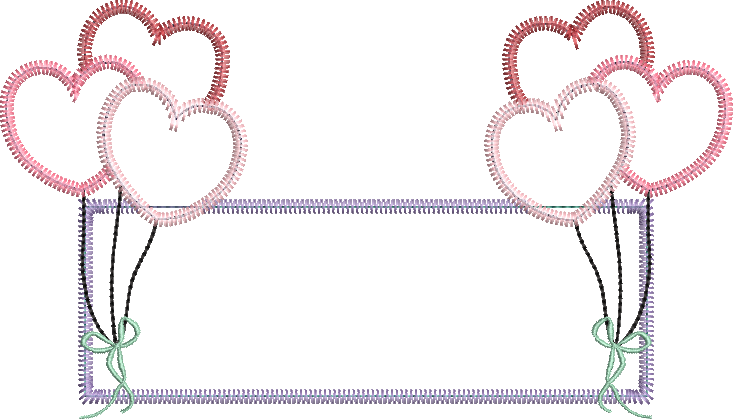 Zig Zag Applique Name Frame with Balloon Hearts Valentine's Machine Embroidery Design