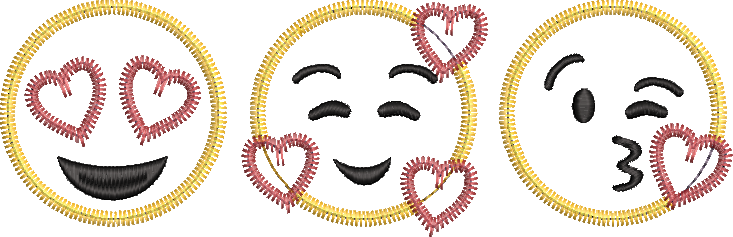 Zig Zag Applique Heartmoji Valentine's Day Machine Embroidery Design