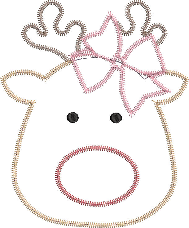 Zig Zag Reindeer Girl Applique Design