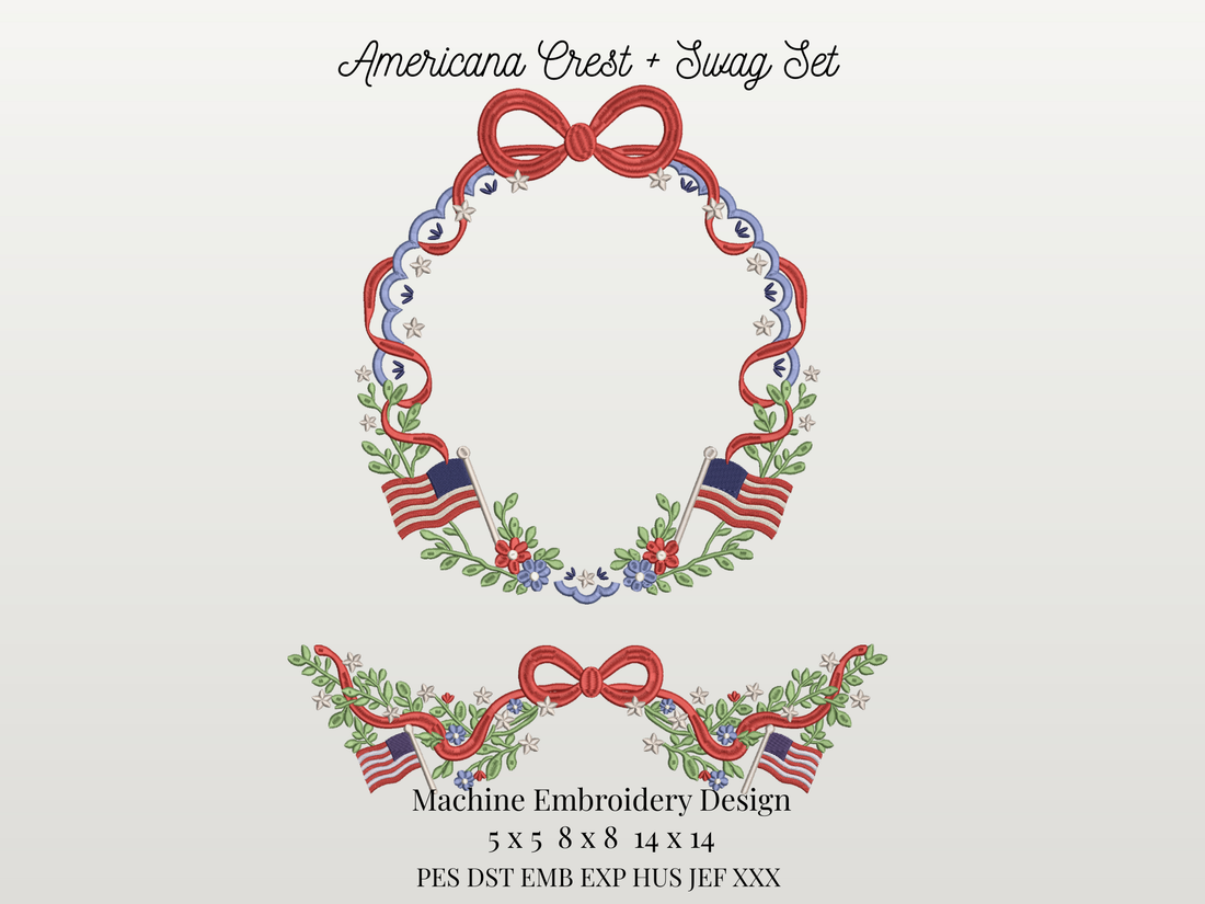 Americana Crest and Swag Set – A Gray Stitch and Design