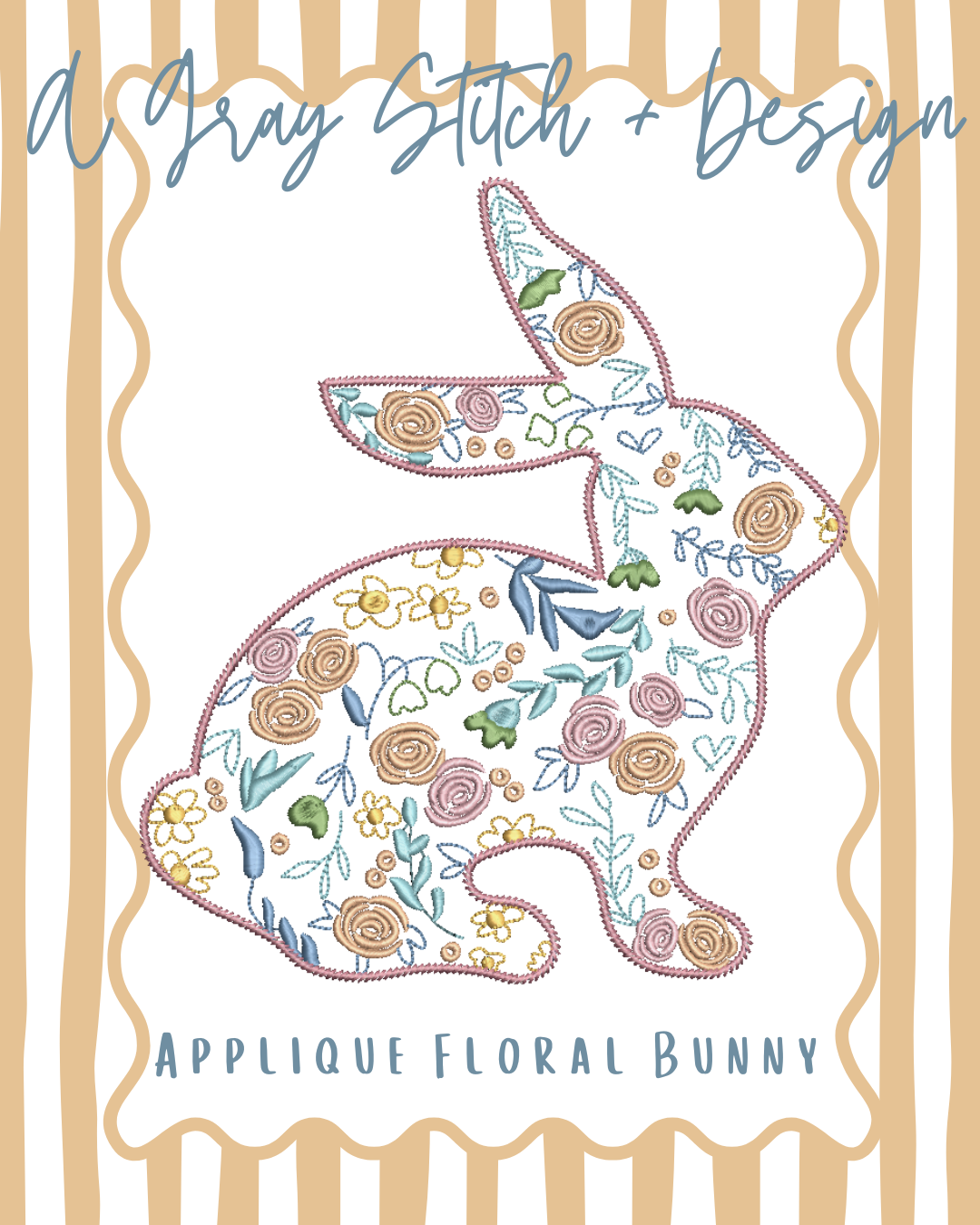 Vintage Stitch Applique Floral Bunny – A Gray Stitch and Design