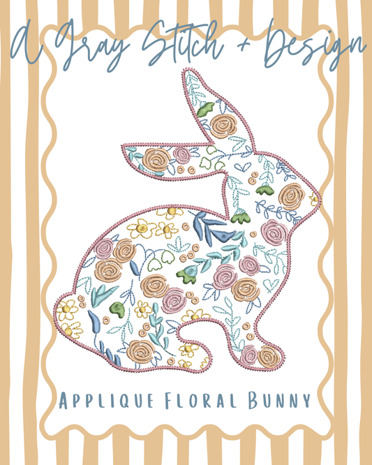 Vintage Stitch Applique Floral Bunny