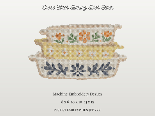 Cross Stitch Vintage Baking Dish Stack