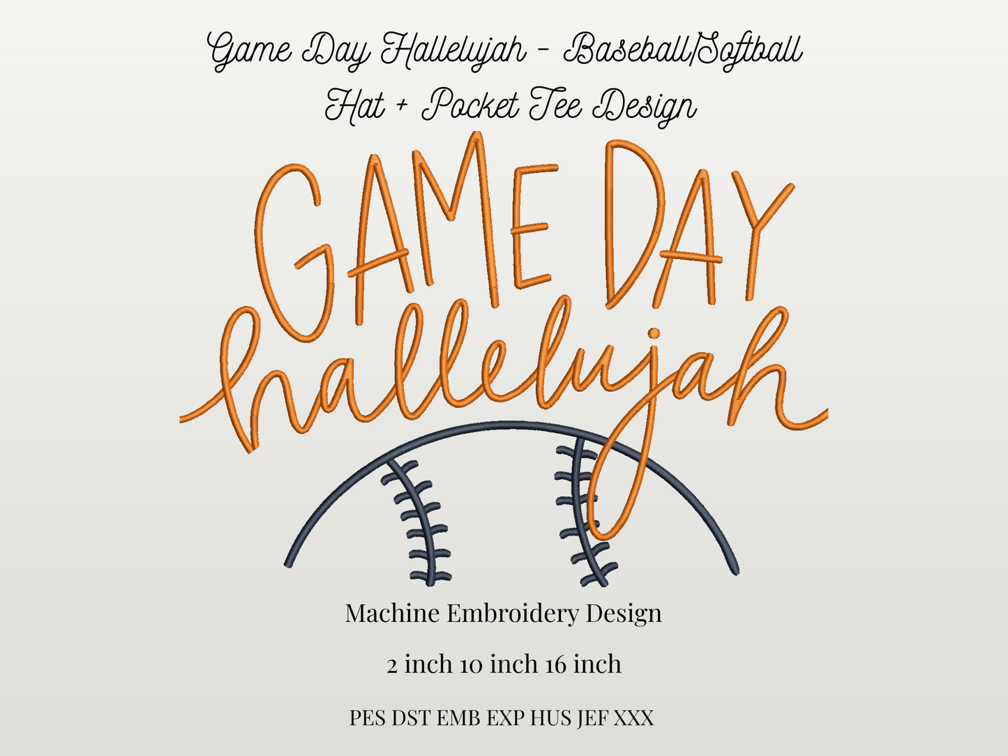 Game Day Hallelujah Embroidery Design| Baseball & Softball