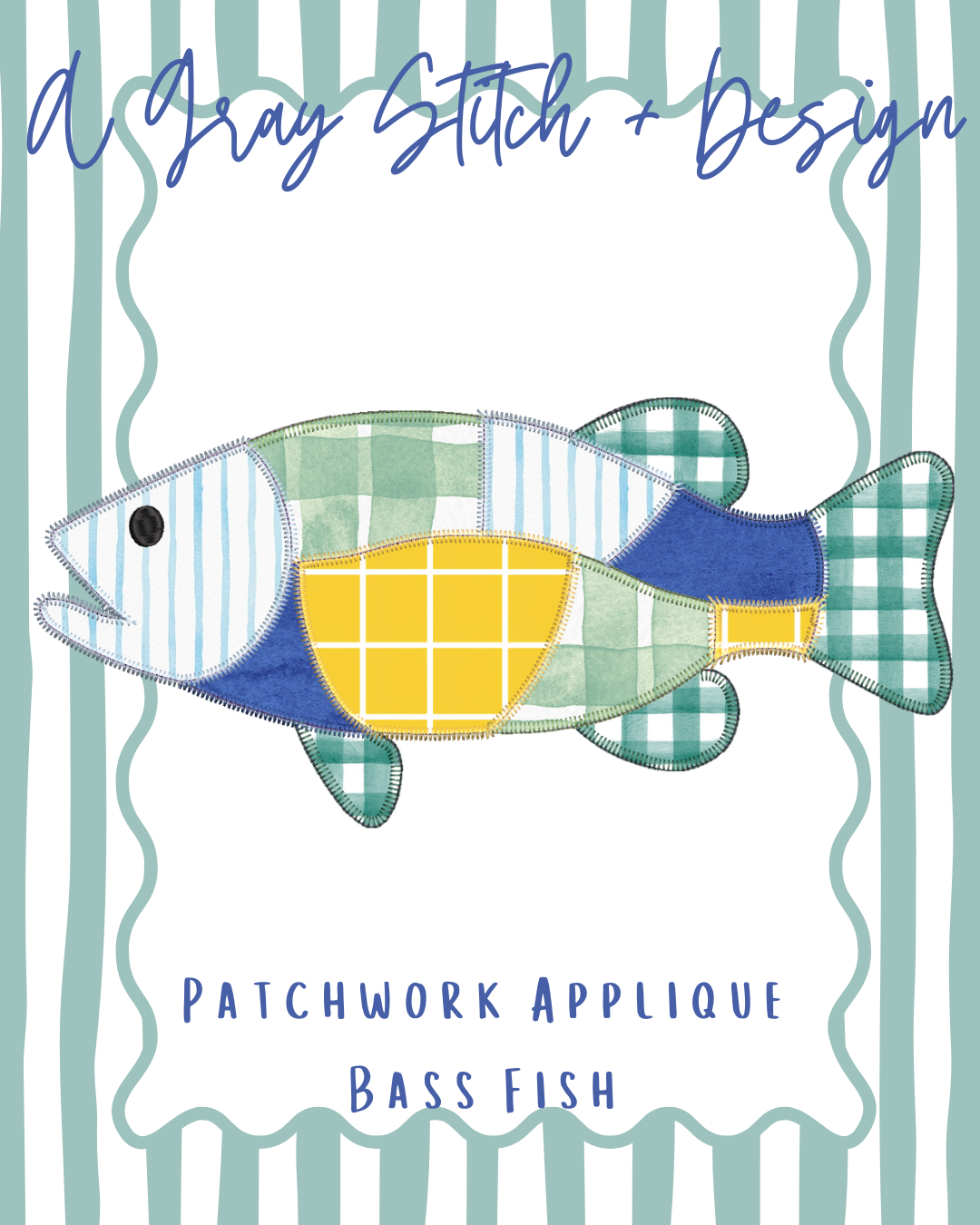 Patchwork Bass Fish Applique